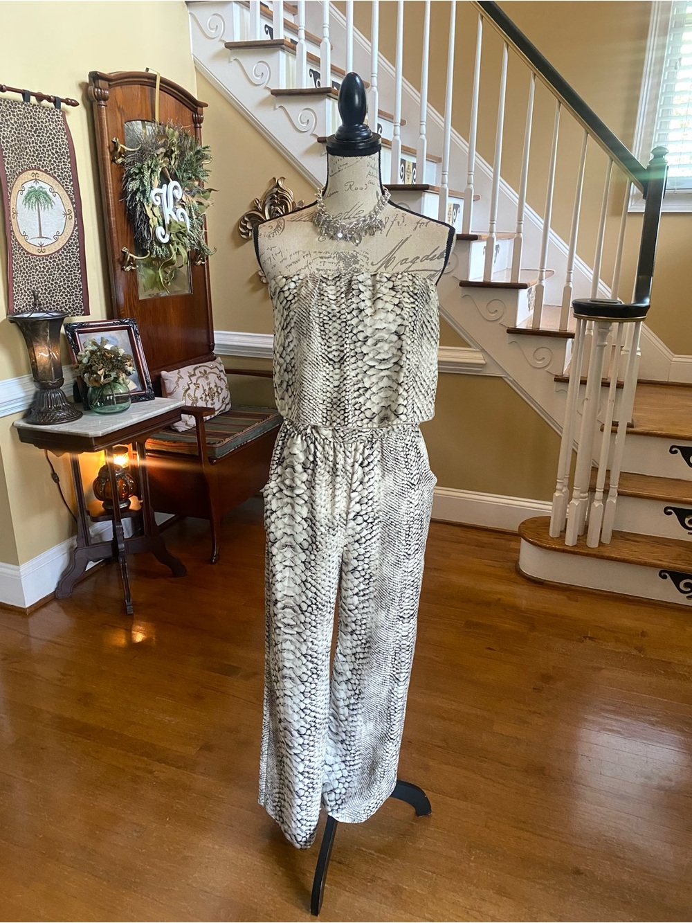 VICI Tyche strapless snakeskin print jumpsuit
